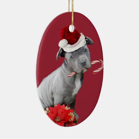 Rote Weihnachtenpitbull Welpenverzierung Keramik Ornament (Rechts)