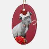 Rote Weihnachtenpitbull Welpenverzierung Keramik Ornament (Links)