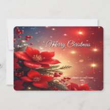 Rote Weihnachts-Blumen-Feiertagskarte