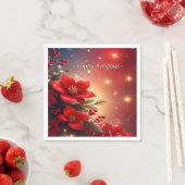 Rote Weihnachts-Blumen-Feiertagsserviette Serviette (Beispiel)