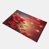 Rote Weihnachts-Blumen-Festtags-Fußmatte Fußmatte (Schrägansicht)