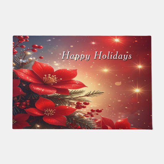 Rote Weihnachts-Blumen-Festtags-Fußmatte Fußmatte (Vorderseite)