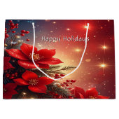 Rote Weihnachts-Blumen-Geschenktasche Große Geschenktüte (Vorderseite)