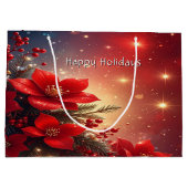 Rote Weihnachts-Blumen-Geschenktasche Große Geschenktüte (Rückseite)