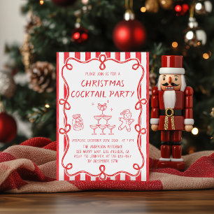 Rote Weihnachts-Cocktailparty    Einladung