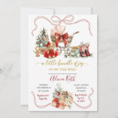 Rote Weihnachts-Coquette-Kutsche Mädchen Baby Show Einladung (Vorderseite)