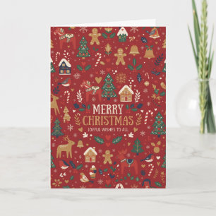 Rote Weihnachts-Gebäck-Volks-kunstkarte Karte