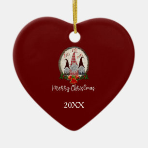 Rote Weihnachts-Gnome Modische Elfen  Keramik Ornament