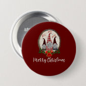 Rote Weihnachts-Gnome Trend-Elfen Button (Vorne & Hinten)