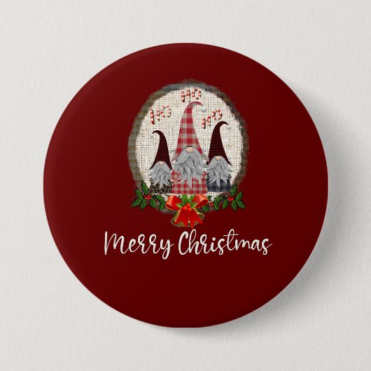 Rote Weihnachts-Gnome Trend-Elfen Button (Vorderseite)