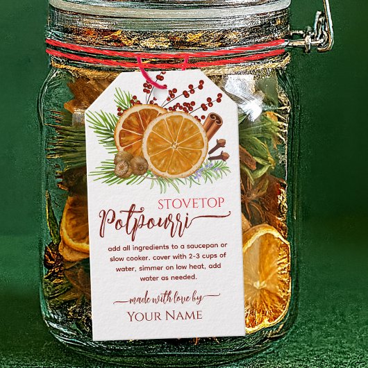 Rote Weihnachts-Kochplatte Simmerndes Potpourri Geschenkanhänger