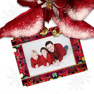 Rote Weihnachts-Poinsettie-Folie-Feiertags-Postkar Folien Feiertagspostkarte