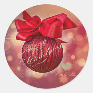 Rote Weihnachtsbälle Bokeh Company  Runder Aufkleber