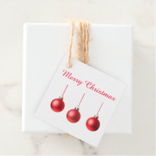 Rote Weihnachtsbälle Dekoration Foto mit Text Geschenkanhänger