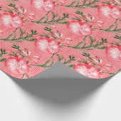 Rote Weihnachtsbälle und Rote und weiße Streifen Geschenkpapier (Ecke)