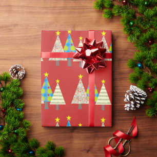 Rote Weihnachtsbaum-Geschenke Geschenkpapier