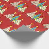 Rote Weihnachtsbaum-Geschenke Geschenkpapier (Ecke)