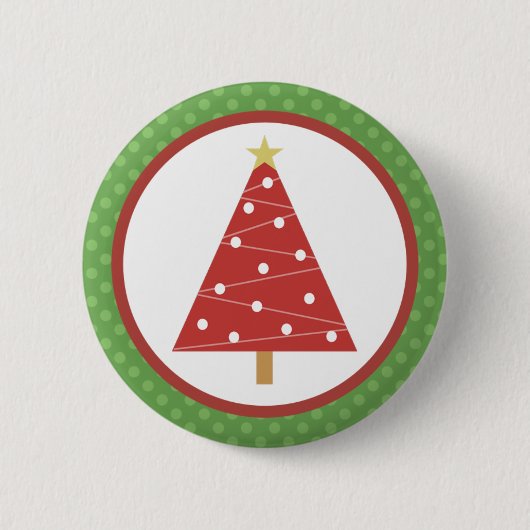 Rote Weihnachtsbaum-Knöpfe Button (Vorderseite)