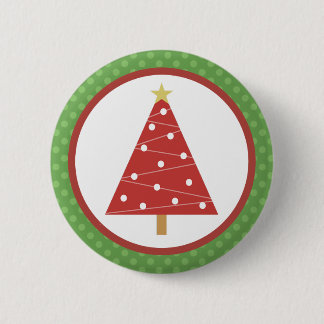 Rote Weihnachtsbaum-Knöpfe Button