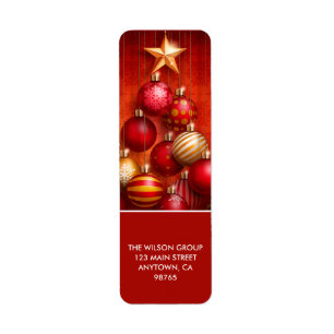 Rote Weihnachtsbaum-Ornament-Rücksendeadresse
