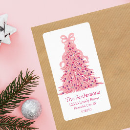 Rote Weihnachtsbaum- und Schleifen-Rücksendeadress