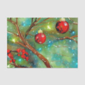 Rote Weihnachtsbaumchen und leuchtende Lichter Seidenpapier (Vorderseite)