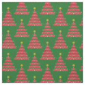 Rote Weihnachtsbäume mit Mistelenstoff Stoff (Muster)