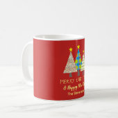 Rote Weihnachtsbäume Personalisiert Kaffeetasse (Vorderseite Links)