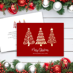 Rote Weihnachtsbäume Skript Name Echtgold Folien Feiertagskarte
