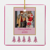 Rote Weihnachtsbaumen 1-Foto-Rahmen Keramikornament (Rückseite)