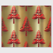 Rote Weihnachtsbaumen auf Gold Geschenkpapier (Flach)