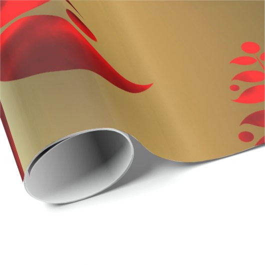 Rote Weihnachtsbaumen auf Gold Geschenkpapier (Rolleneckpunkt)