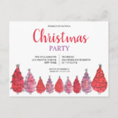 Rote Weihnachtsbaumen Party Einladung Postkarte (Vorderseite)