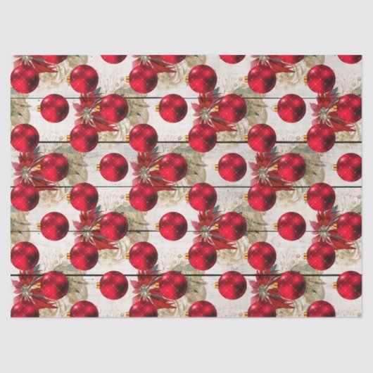 Rote Weihnachtsbaumschmuck auf Holzdekoupage Seidenpapier (Vorderseite)