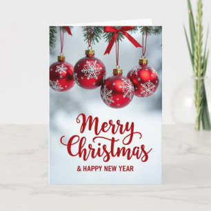 Rote Weihnachtsbaumschmuck-Tanne-Weihnachtskarte Karte