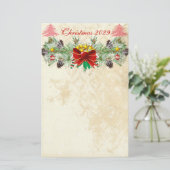 Rote Weihnachtsbaumstars beängstigend Damaskaggarl Briefpapier (Stehend Vorderseite)