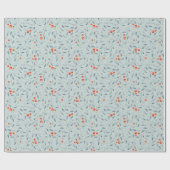 Rote Weihnachtsbeeren Muster modern elegant grau Geschenkpapier (Flach)