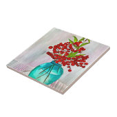 Rote Weihnachtsbergen Aquarellkunst Fliese (Seite)