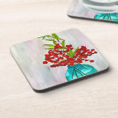 Rote Weihnachtsbergen Aquarellkunst Getränkeuntersetzer (Linke Seite)