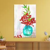 Rote Weihnachtsbergen Aquarellkunst Leinwanddruck (Insitu (Wohnzimmer))