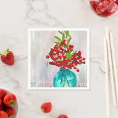 Rote Weihnachtsbergen Aquarellkunst Serviette (Beispiel)