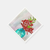 Rote Weihnachtsbergen Aquarellkunst Serviette (Ecke)