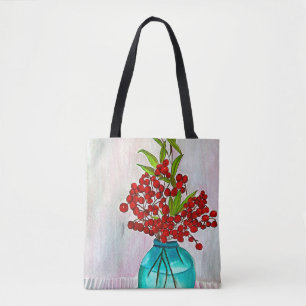 Rote Weihnachtsbergen Aquarellkunst Tasche