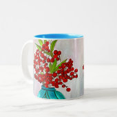 Rote Weihnachtsbergen Aquarellkunst Zweifarbige Tasse (Vorderseite Links)