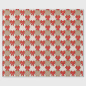 Rote Weihnachtsbögen auf Schachbrett Geschenkpapier (Flach)