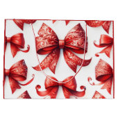 Rote Weihnachtsbögen Große Geschenktüte (Rückseite)