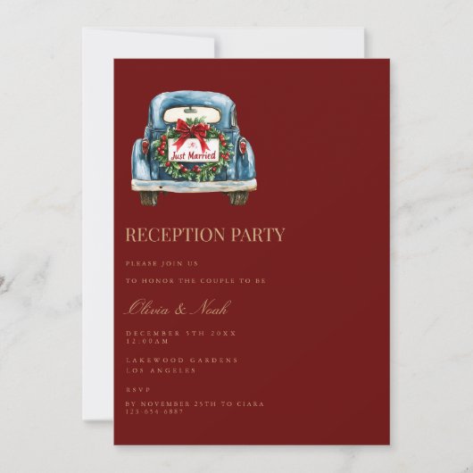 Rote Weihnachtsdekoration Empfang Einladungskarte Einladung (Vorderseite)