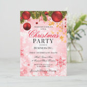 Rote Weihnachtsfeier Einladung (Stehend Vorderseite)