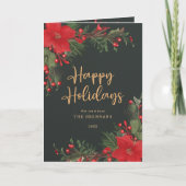 Rote Weihnachtsfeier Elegante Botanische Vegetatio Feiertagskarte (Vorderseite)