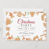 Rote Weihnachtsfeier Gingerbread Feiertag Einladun Einladung (Vorderseite)